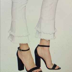 1 State Jeans in Ultra White Frayed Ruffle Ankle